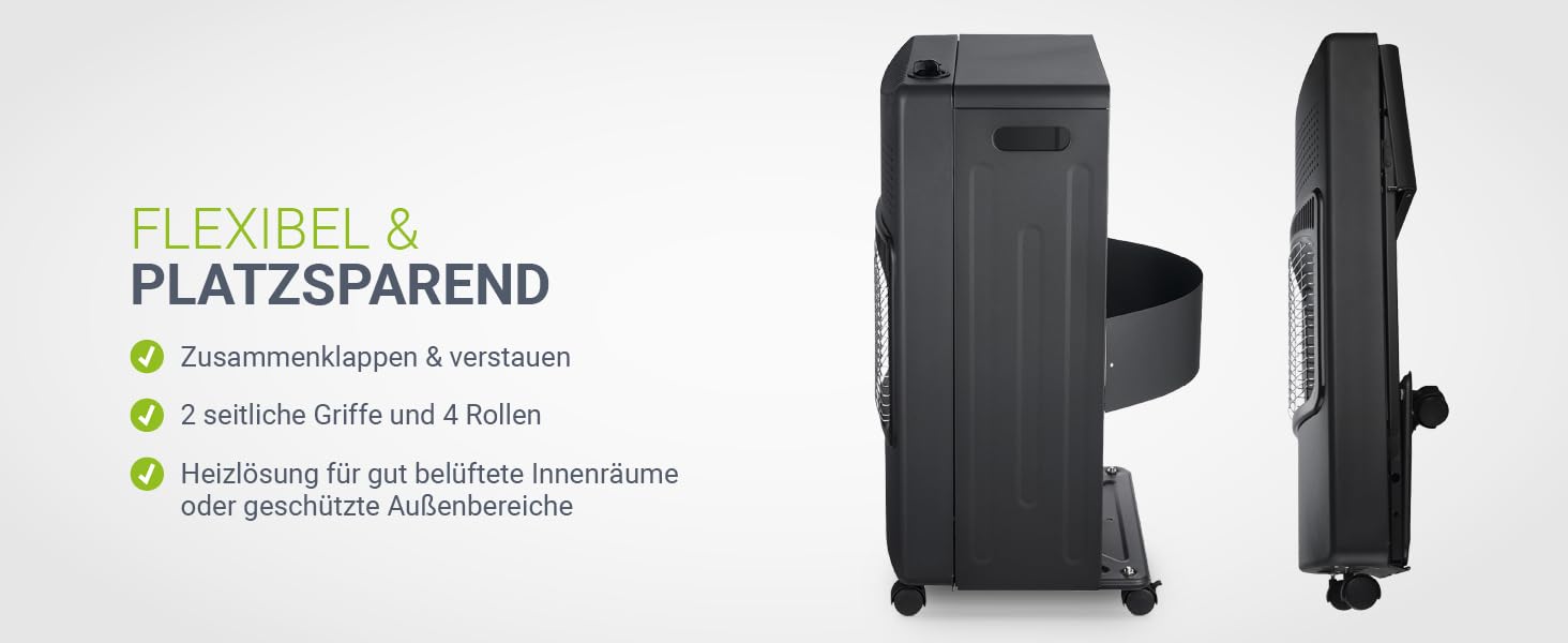 Газова обігрівач Juskys® GS42US чорного кольору - 4200 Вт з регулятором тиску та шлангом. Мобільний, ефективний та економічний газовий нагрівач/піч/обігрівач