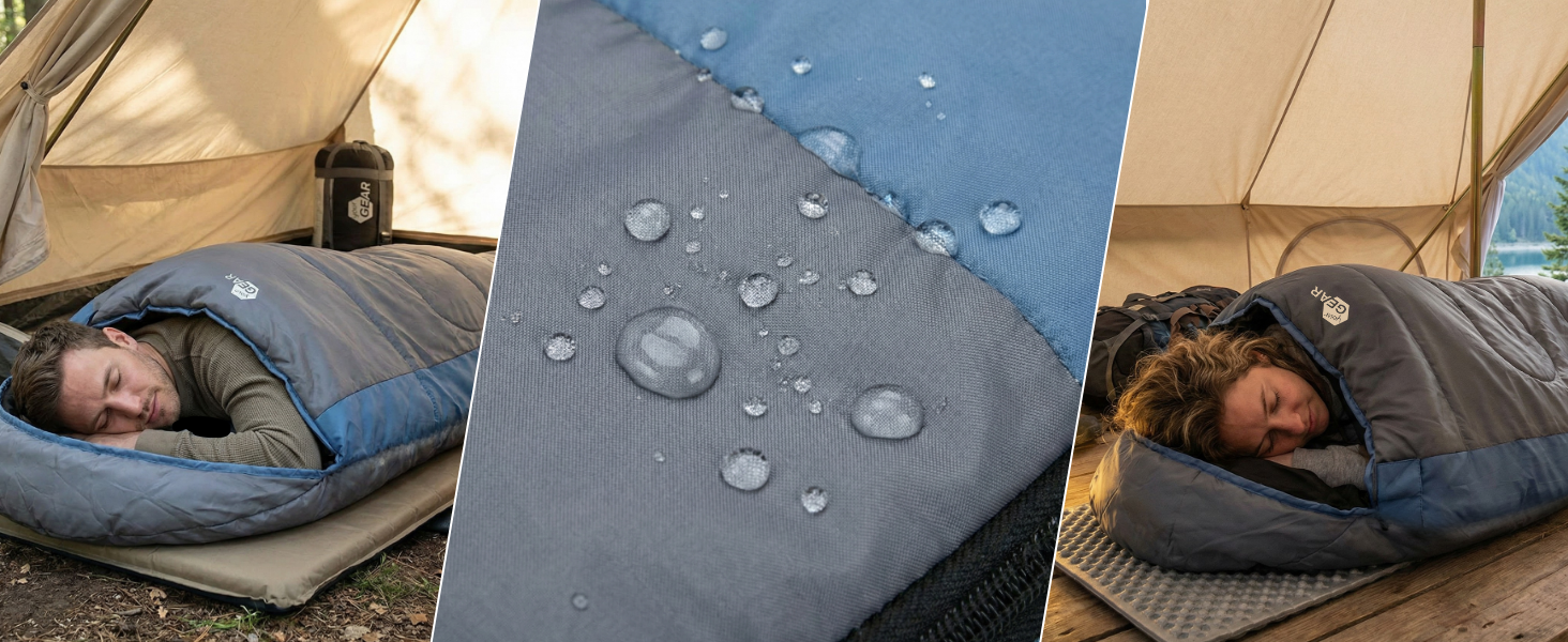 Спальник зимовий GEAR Mumienschlafsack Sirocco -18°C, 230x80 см, водонепроникний, для трекінгу та кемпінгу (синьо-сірий)