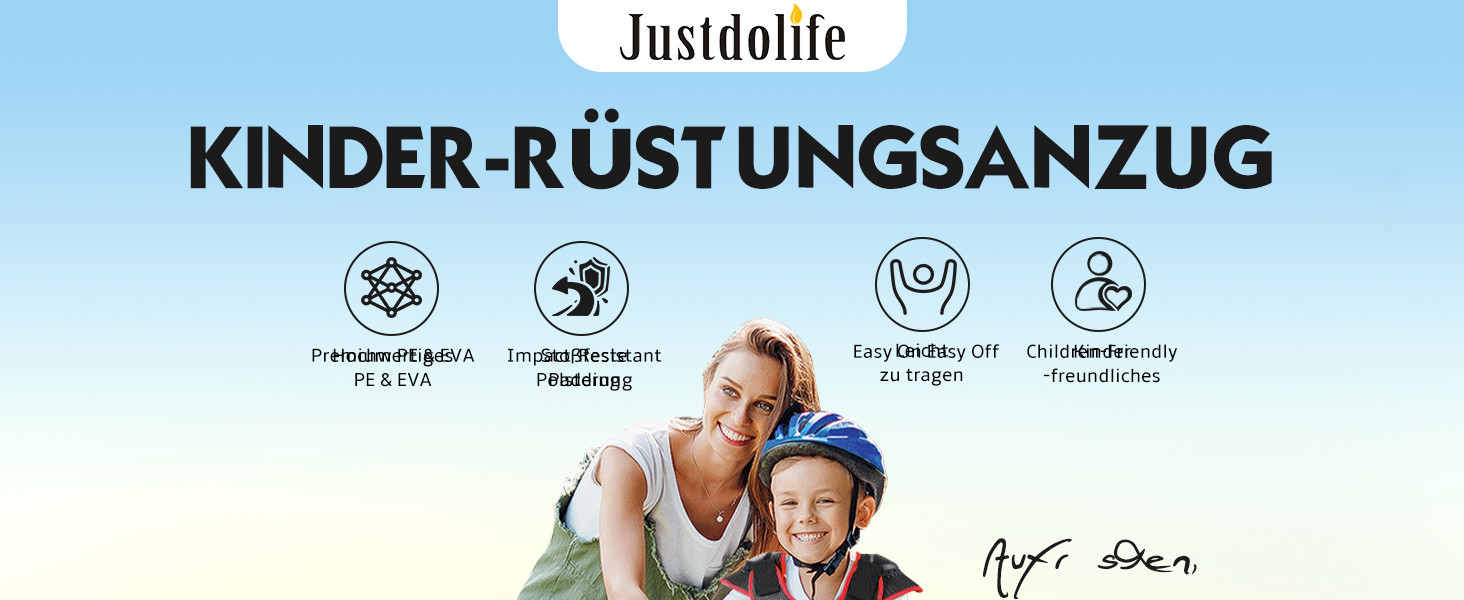 JUSTDOLIFE Захисна екіпіровка для дітей, 5 предметів, нова модель 2024, дихаюча, для мотокросу, катання на велосипеді, лижах, скейтборді, універсальна