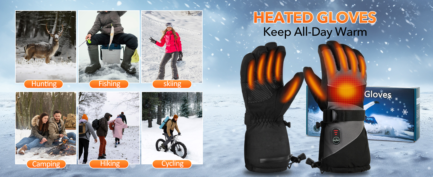 Гріючі рукавички для чоловіків та жінок, акумуляторні, 5V 5000mAh, 3 режими нагріву, для мотоцикла, велосипеда, походів, катання на лижах