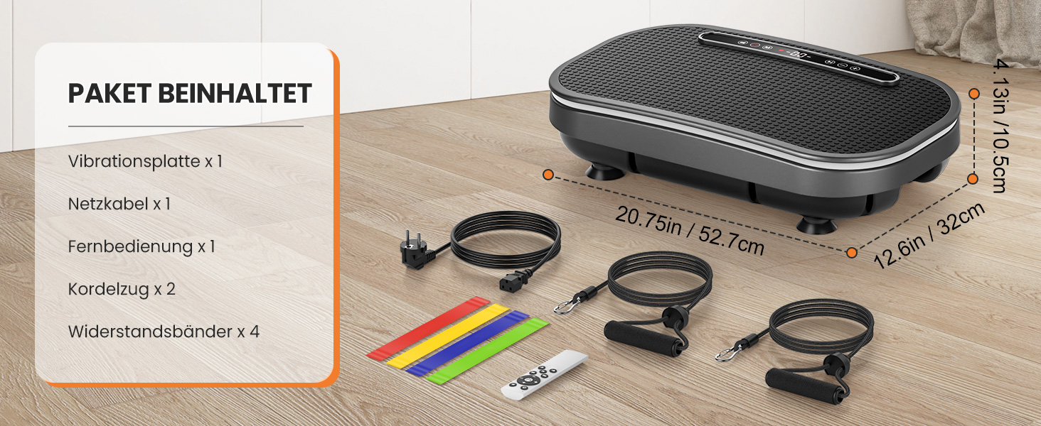 Платформа для вібраційного масажу для схуднення з еластичними стрічками, 9 режимів, 120 рівнів інтенсивності, Bluetooth, LED-дисплей, 150 кг, срібна