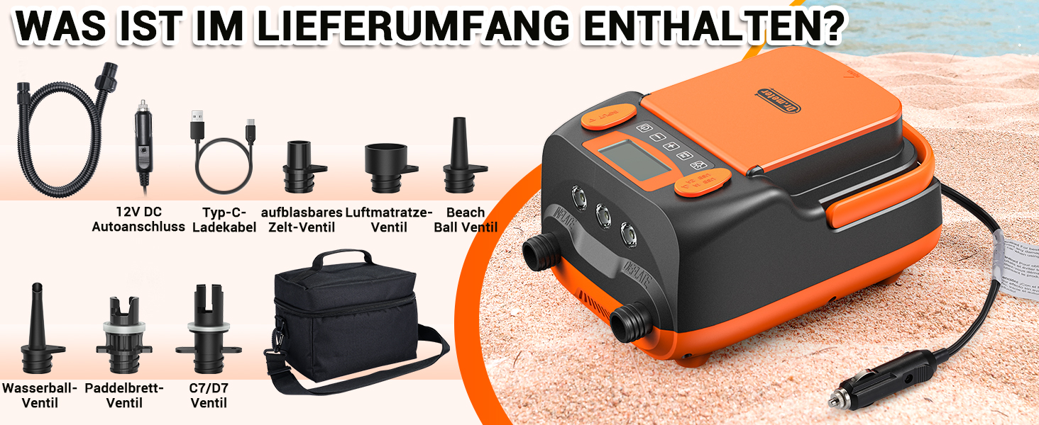 Електричний насос Dr.meter SUP з акумулятором 6000mAh: для SUP-дошок, човнів, наметів, каяків