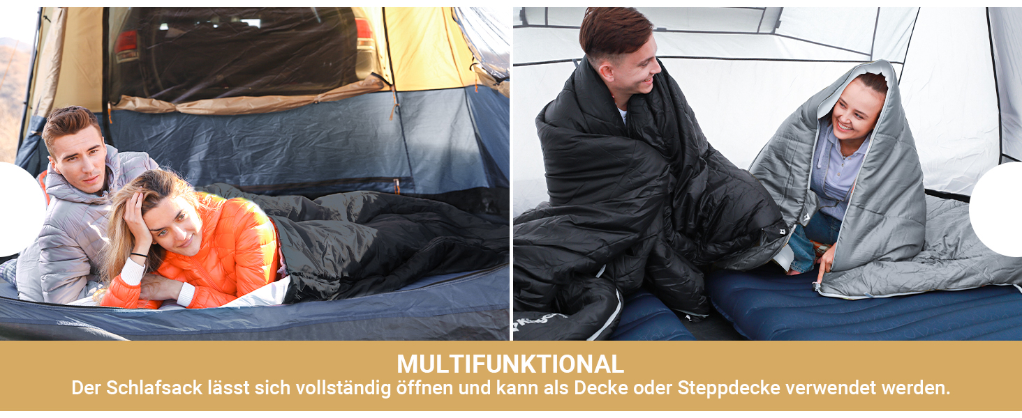 Сплячий мішок KingCamp для двох осіб, зимовий, чорний, для кемпінгу та відпочинку на природі