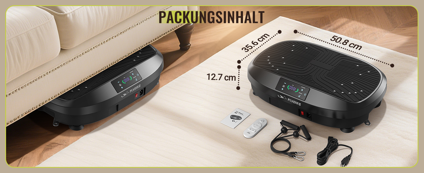 Платформа для вібраційного тренування FLYBIRD – Тест-переможець 2025, 120 швидкостей, 150 кг, дистанційне керування, для жінок, нарощування м'язів та лімфодренаж, чорний