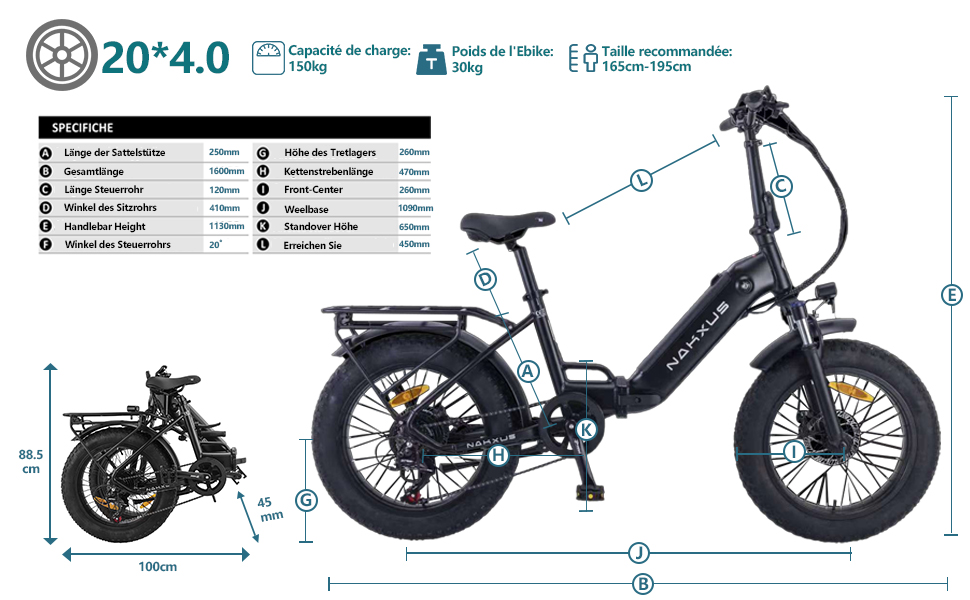 Електровелосипед Nakxus 20F213 E-Bike 20", 250Вт, 36В, 7-шв. Shimano