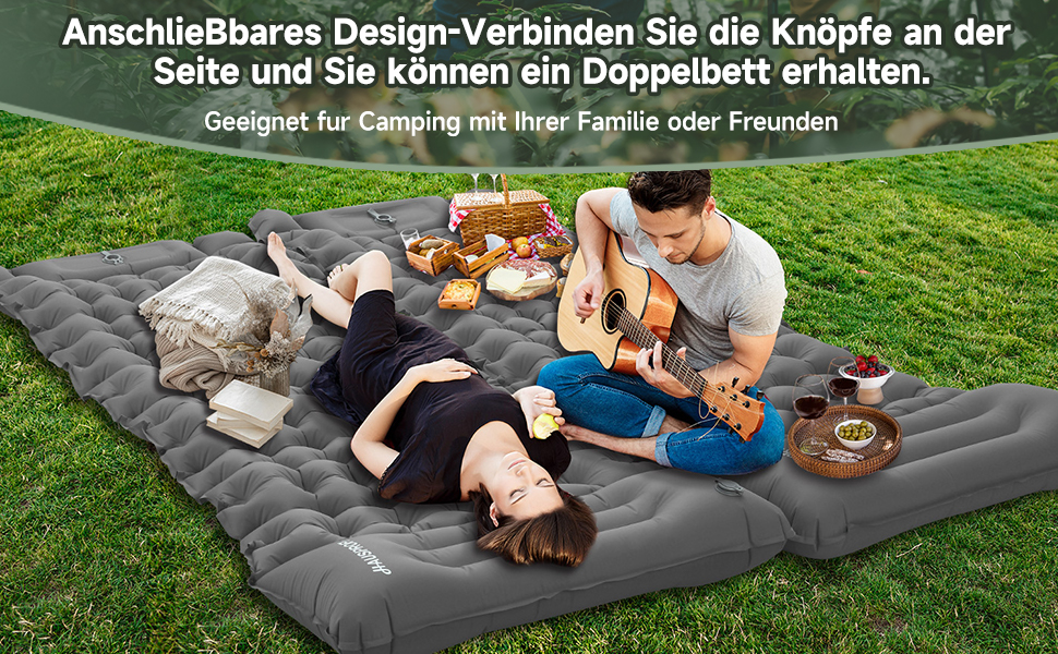 Килимок для кемпінгу HAUSPROFI Isomatte: ультралегкий надувний матрац з насосом та подушкою, для туризму, пляжу, відпочинку на природі (сірий)