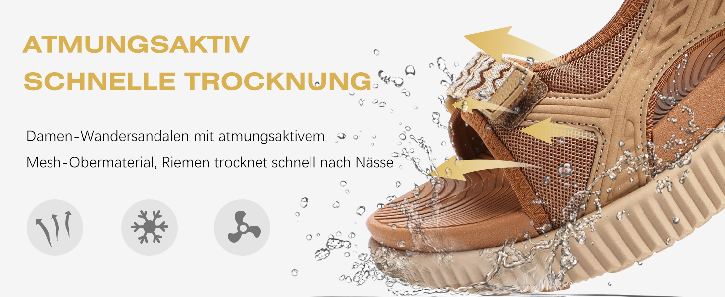 Жіночі трекінгові сандалії KuaiLu: зручні, ортопедичні, для туризму та відпочинку на природі. Легкі, з регульованою застібкою-липучкою, для літа, підходить при фасціїтісу. Колір: бежевий, розмір 39 EU.