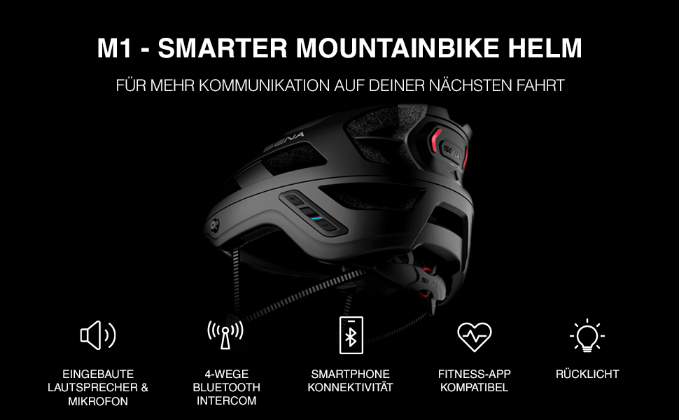 Шолом Sena M1/M1 EVO Smart MTB Bluetooth, музика, GPS, матовий сірий