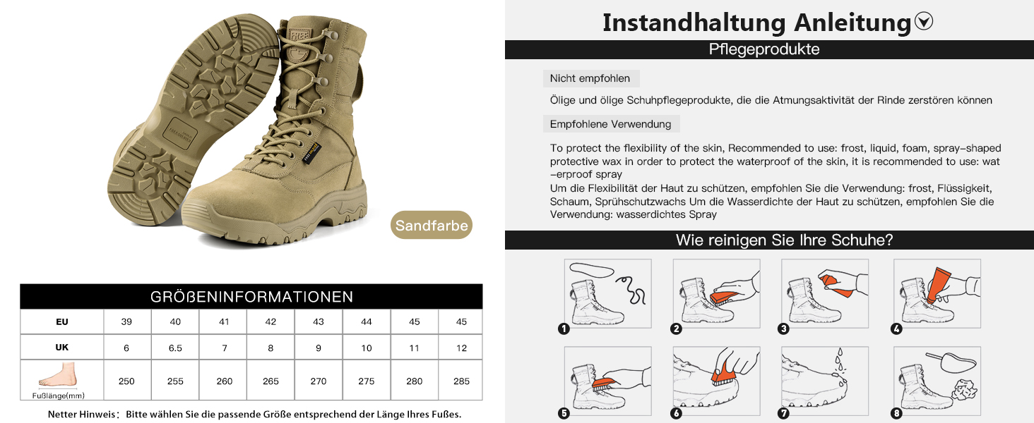 Черевики тактичні чоловічі FREE SOLDIER, пісочний колір, 41 EU