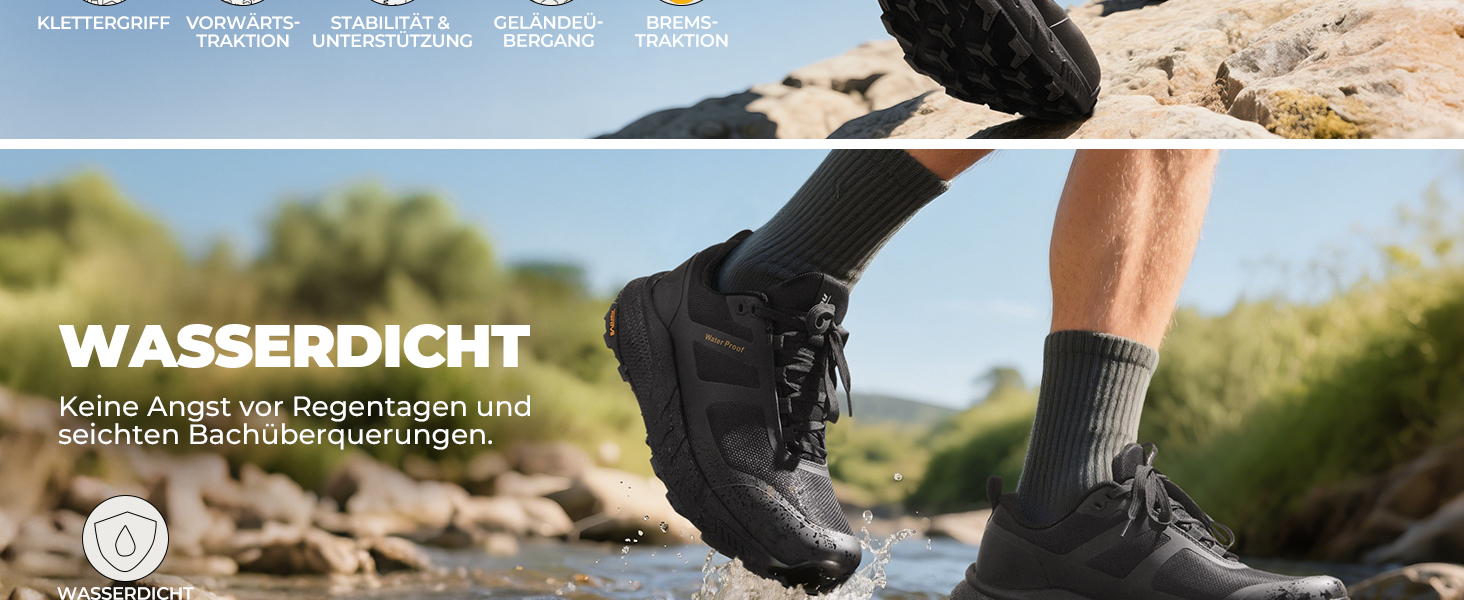 Чоловічі водонепроникні трекінгові черевики NORTIV - легкі кросівки для хайкінгу, валкоінгу та занять спортом (39.5 EU, чорний)