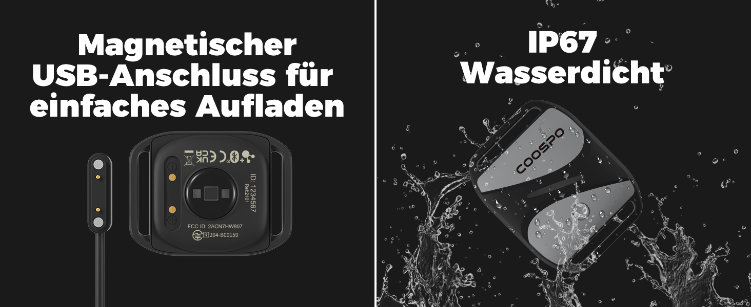 COOSPO HW807 - пульсометр на зап'ястя з вимірюванням HRV, Bluetooth 5.0/ ANT+, LED-сенсор, водонепроникний (IP67), перезаряджається, сумісний з Wahoo, Zwift, Strava