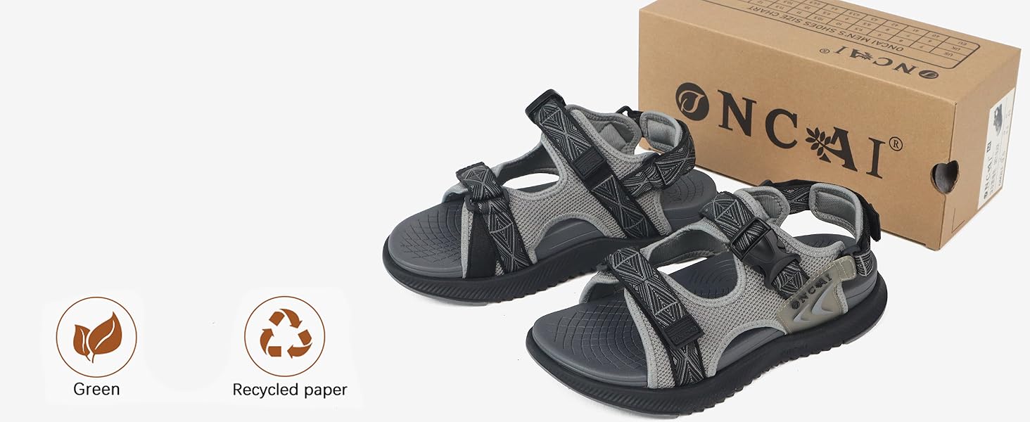 Чоловічі сандалії ONCAI Wandersandalen: сірі сандалії для піших прогулянок, пляжу та водних видів спорту з регульованими ремінцями, розмір 48 EU