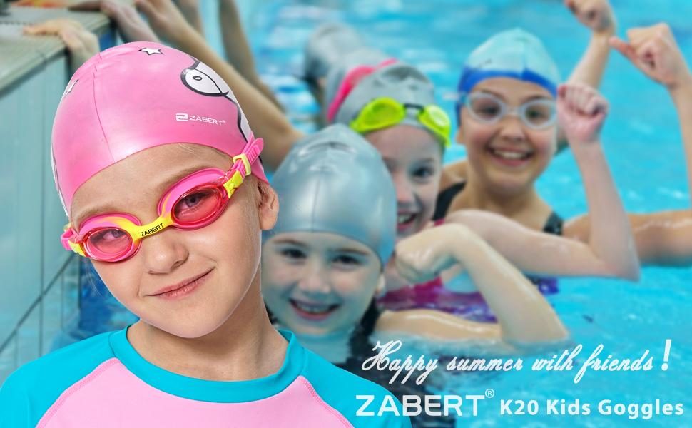 Дитячі окуляри для плавання K20 (2 шт.), антизапарник, захист від УФ, 3-10 років, блакитний + червоний
