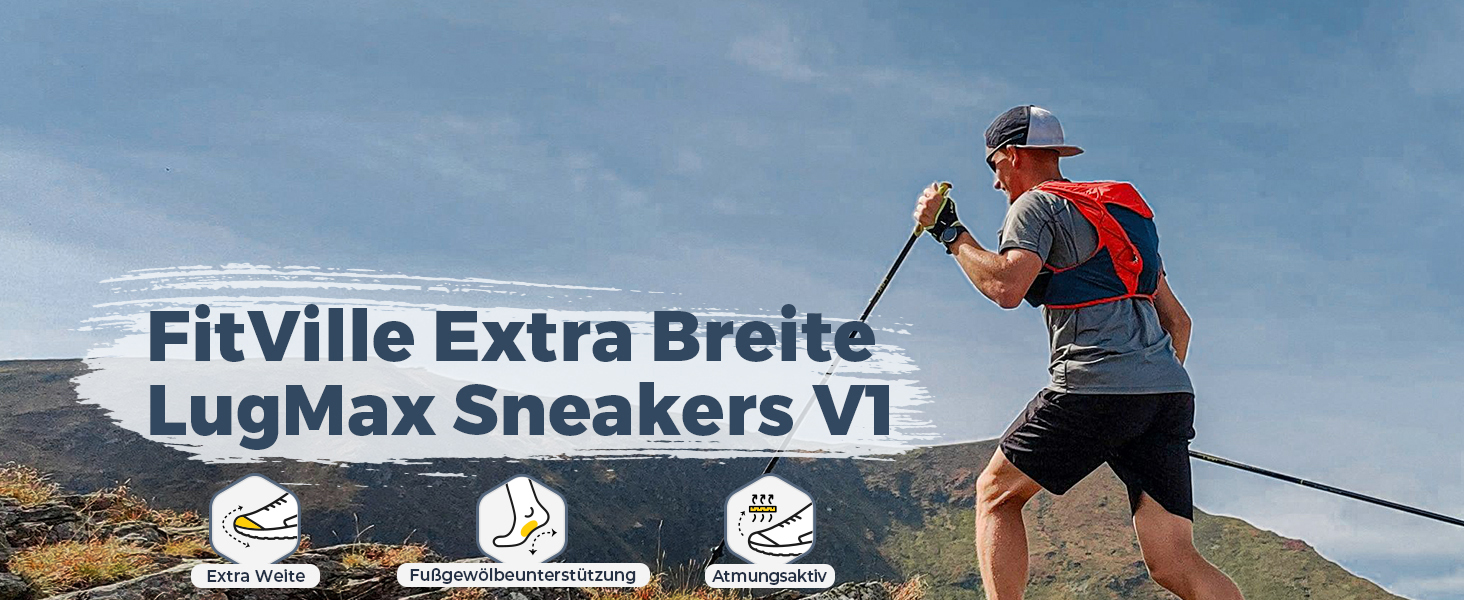 Черевики для піших прогулянок FitVille для чоловіків, широкі, трекінгові, туристичні, чорні. Зі зносостійкою підошвою, дихаючі, легкі, кросівки 45 EU, X-широкі