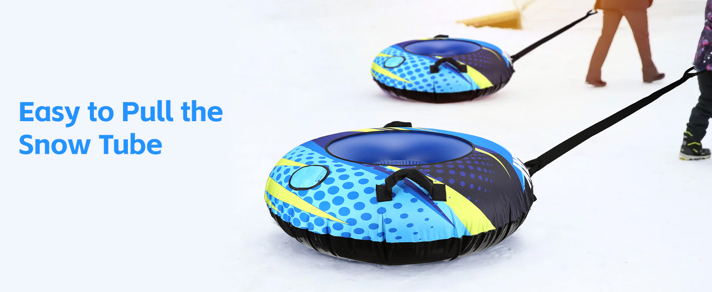 Надувний сніговий тюб зі стропом, 47-49-68 дюймів. Міцний чохол, зносостійкий та морозостійкий матеріал. Зимовий спорт для дітей та дорослих