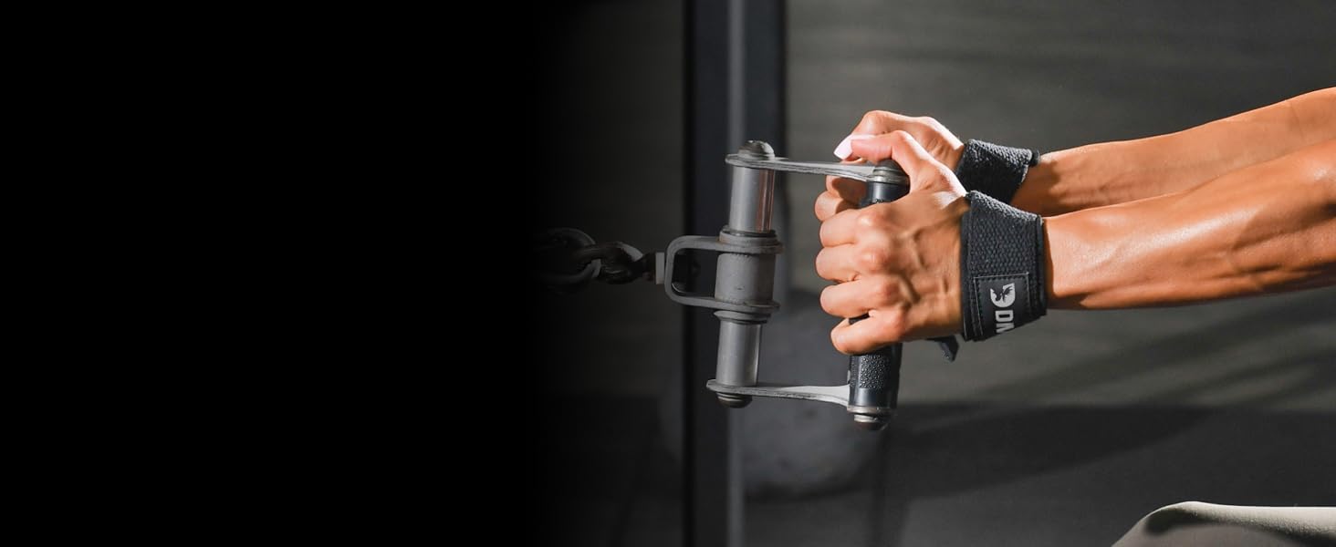 Лямки для підйому ваги DMoose Fitness з неопреновими вставками 4мм, бавовняні ремені для силових тренувань та пауерліфтингу з силіконовим захватом, чорні