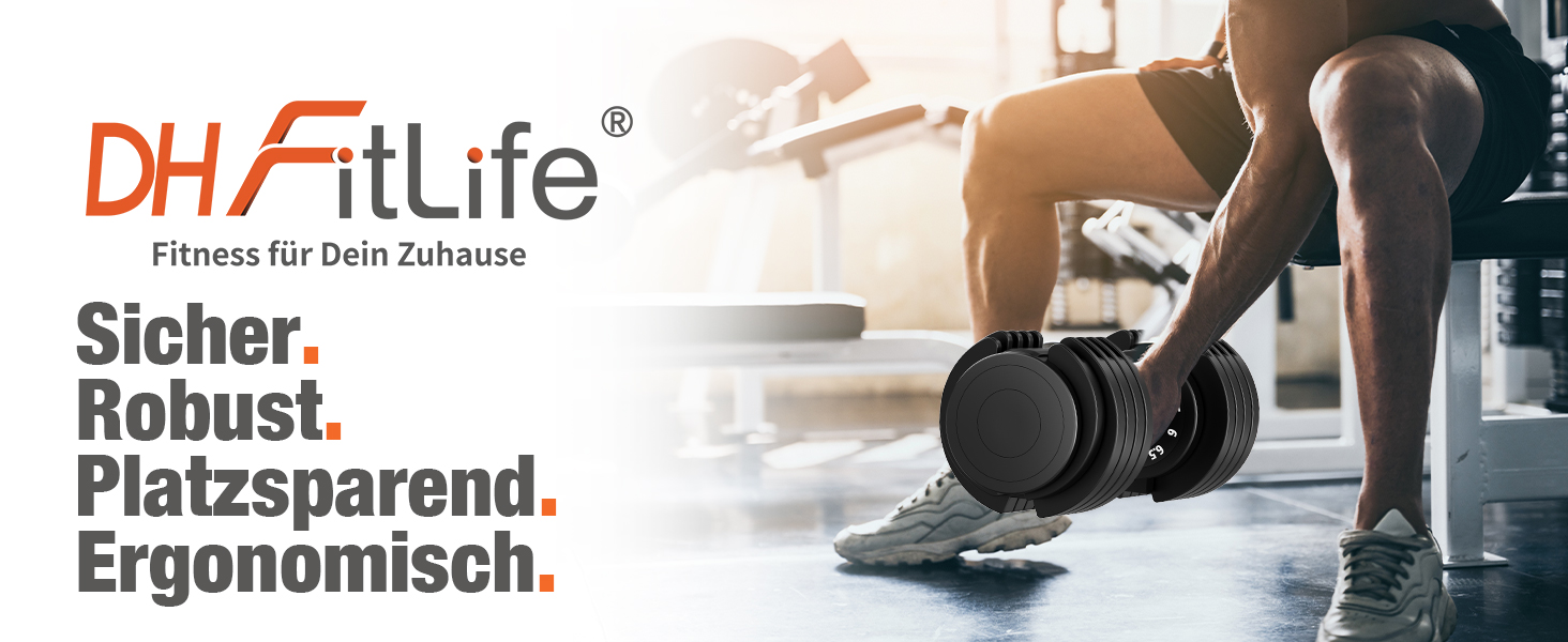 Набір регульованих гантелей DH FitLife 10 в 1 (12кг x 2), розбірні гантелі з 10 рівнями ваги від 2,5 до 12 кг