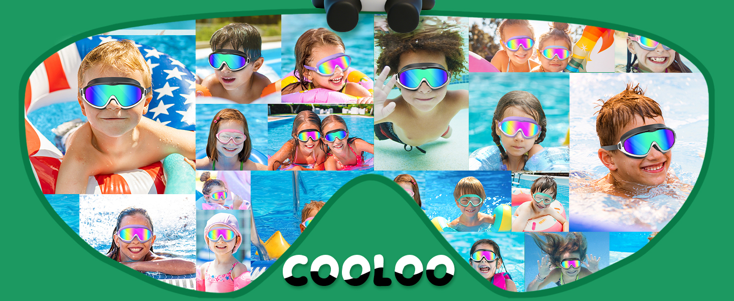 Окуляри для плавання COOLOO дитячі 2 шт., антифог, UV-захист, водонепроникні, для хлопчиків та дівчаток 4-16 років (чорно-білі/рожеві та чорно-білі/сині)