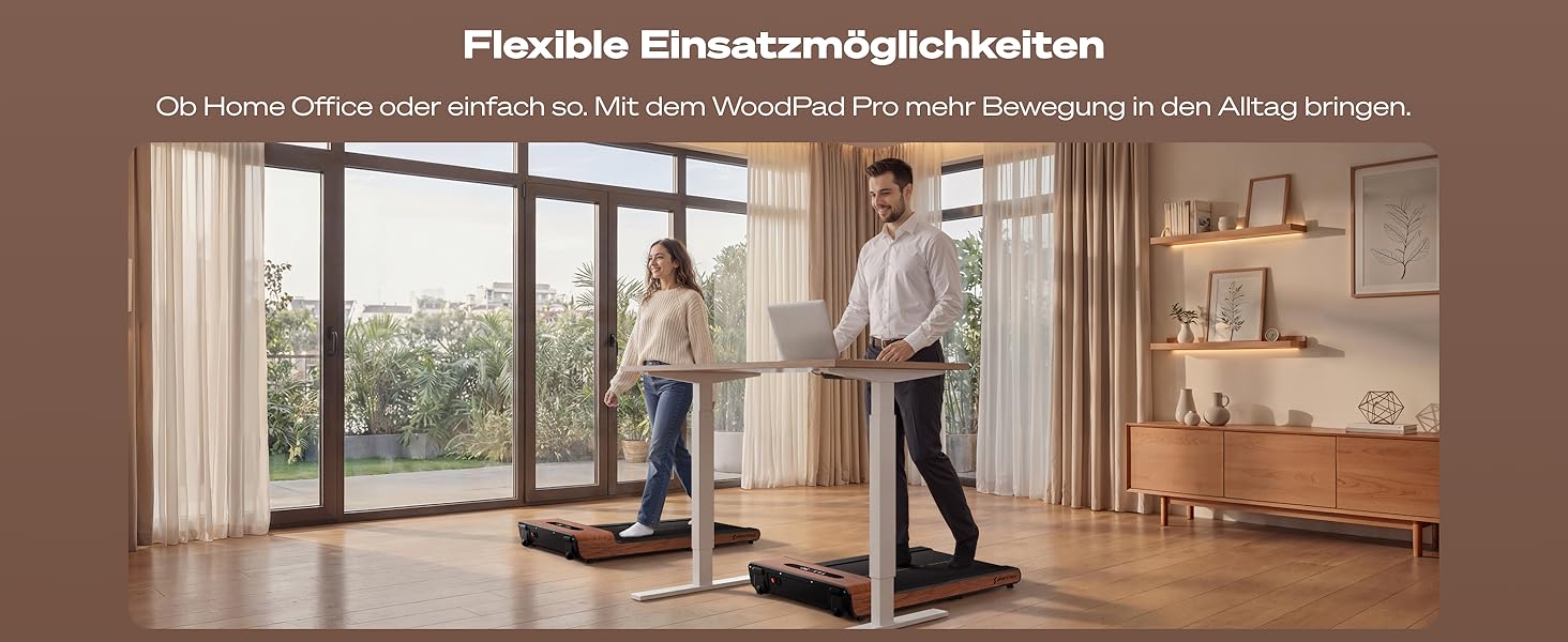 Складана бігова доріжка для ходьби Sportstech WoodPad Pro для дому та офісу, до 8 км/год, з лічильником кроків та підтримкою додатку, до 120 кг