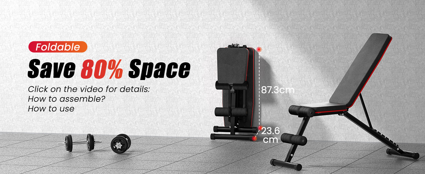 Складана регульована лава для гантелей 8-в-1, багатофункціональна тренажерна лава для вправ на весь корпус, витримує до 360 кг, для дому та спортзалу