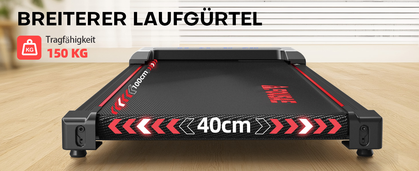 Бігова доріжка Walking Pad для дому з нахилом 9%, потужність 2.5HP, швидкість 1-10 км/год, LED-дисплей, 12 програм, до 150 кг (Чорно-червона)