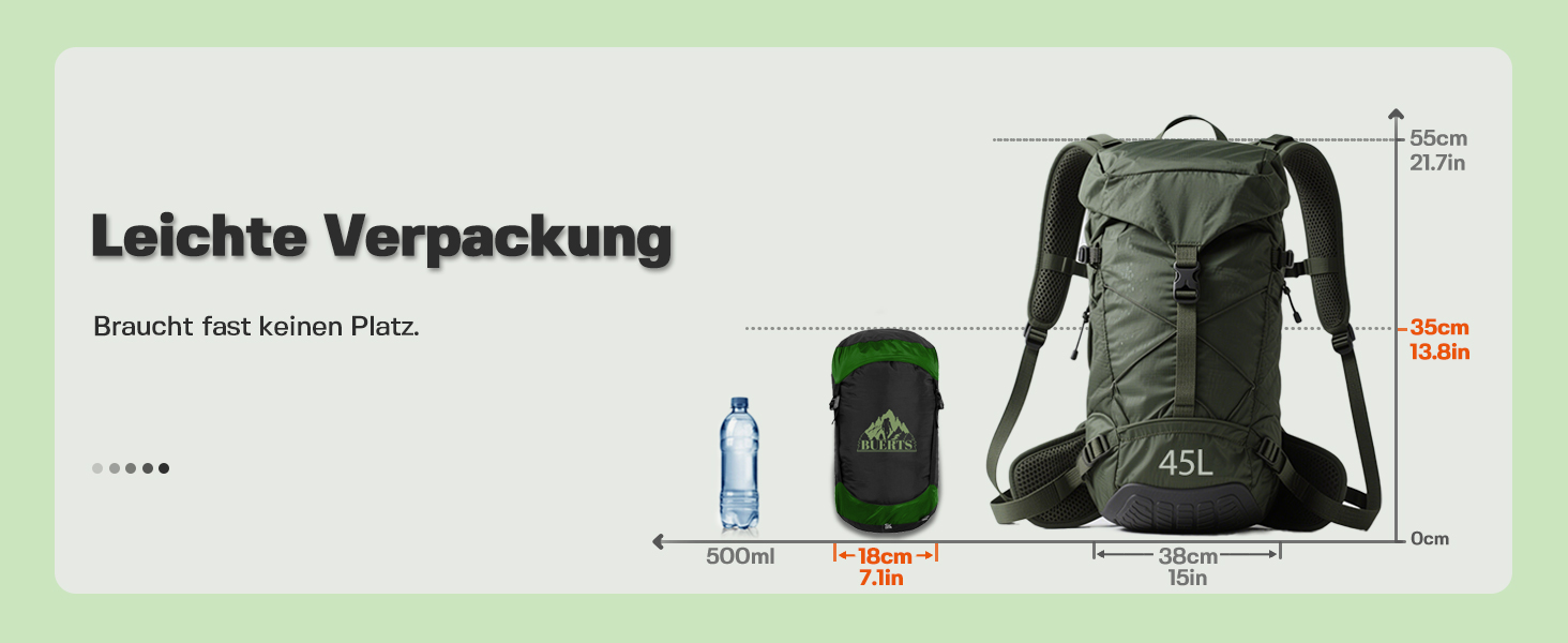 Спальний мішок BUERTS Daunen Summer, 620FP, компактний, для дорослих та підлітків, кемпінг, походи, активний відпочинок. З компресійним мішком. Температура комфорту: 16°C (зелений 5°C)