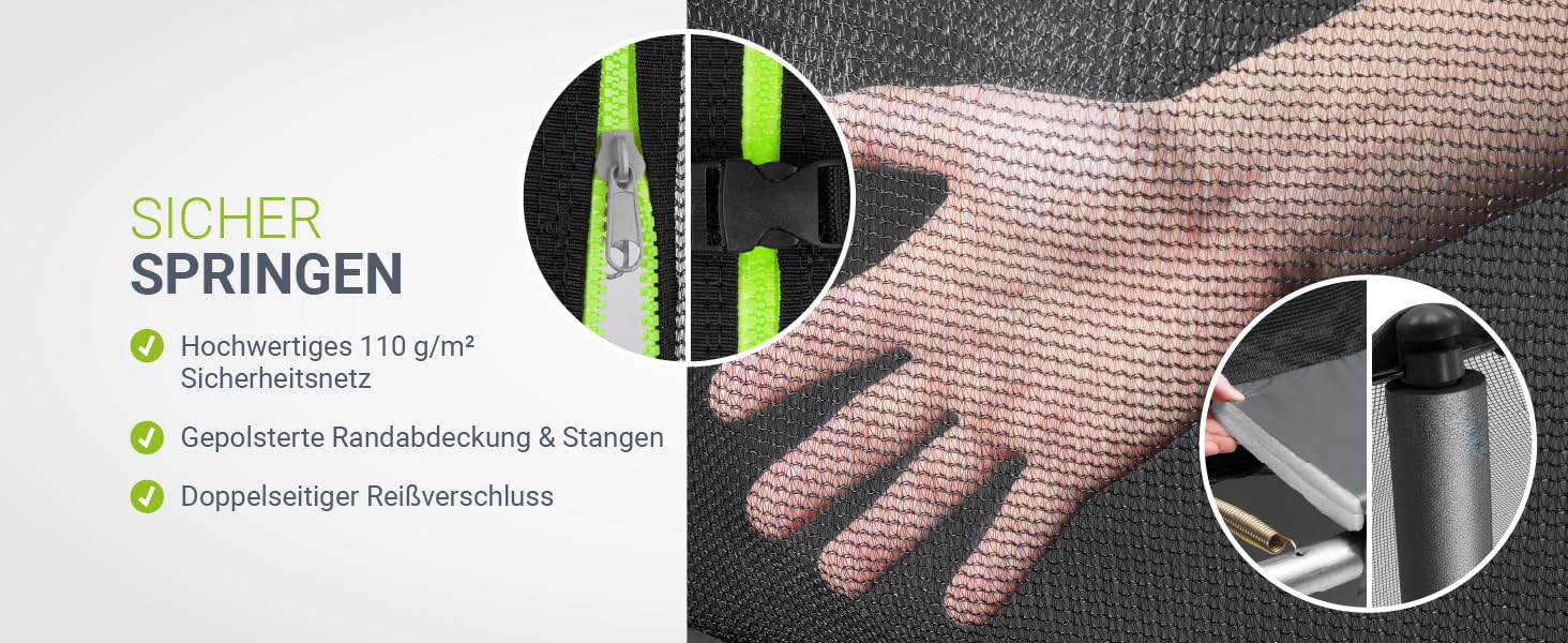 Трамплін Juskys SkyBounce Ø 228/305/366 см - Outdoor з сіткою, драбиною та пружинами PowerSpring