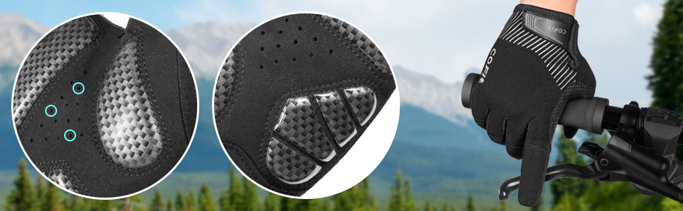 Велосипедні рукавички COFIT з повним пальцем з підтримкою сенсорного екрану для чоловіків та жінок – дихаючі, амортизуючі рукавички для велосипеда з гелевою підкладкою та неслизьким зчепленням для MTB та шосе 7. Повністю пальцеві, світло-блакитні, розмір M