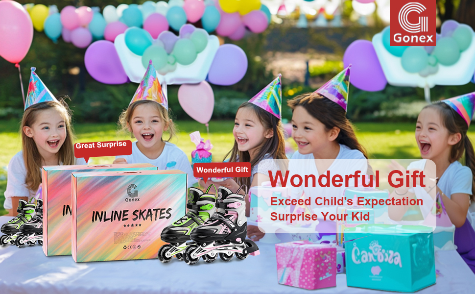 Дитячі ролики Gonex для дівчаток та хлопчиків, регульовані, світлові, зелені (EU 35-38)