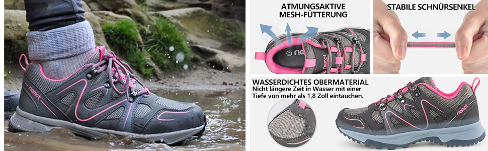 Чоловічі трекінгові півчеревики Riemot для хайкінгу та туризму (чорно-синій, 41 EU)