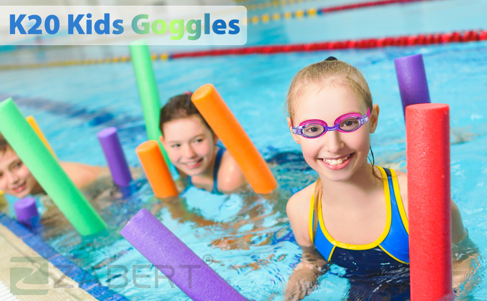 Дитячі окуляри для плавання K20 (2 шт.), антизапарник, захист від УФ, 3-10 років, блакитний + червоний