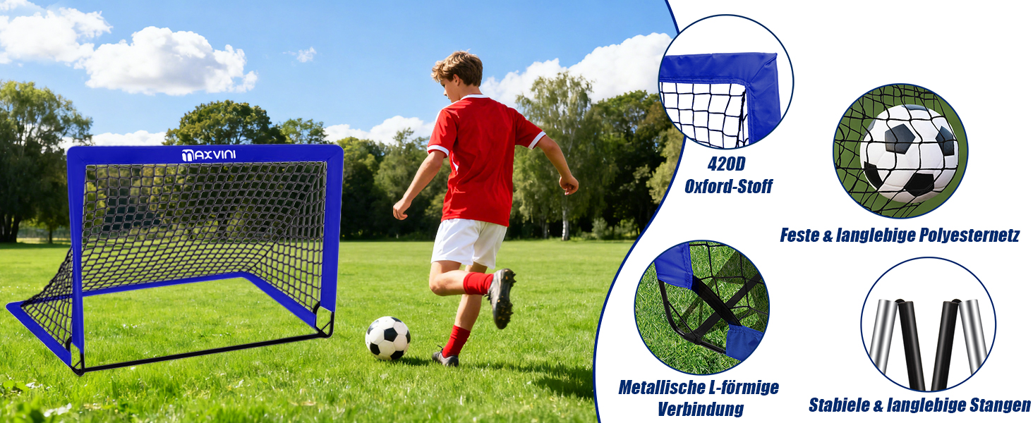 Дитячі футбольні ворота Pop Up 2 шт. для саду, внутрішніх та зовнішніх ігор. Розмір 182x120x120 см. Зміцнені штанги з скловолокна та якісні сітки.