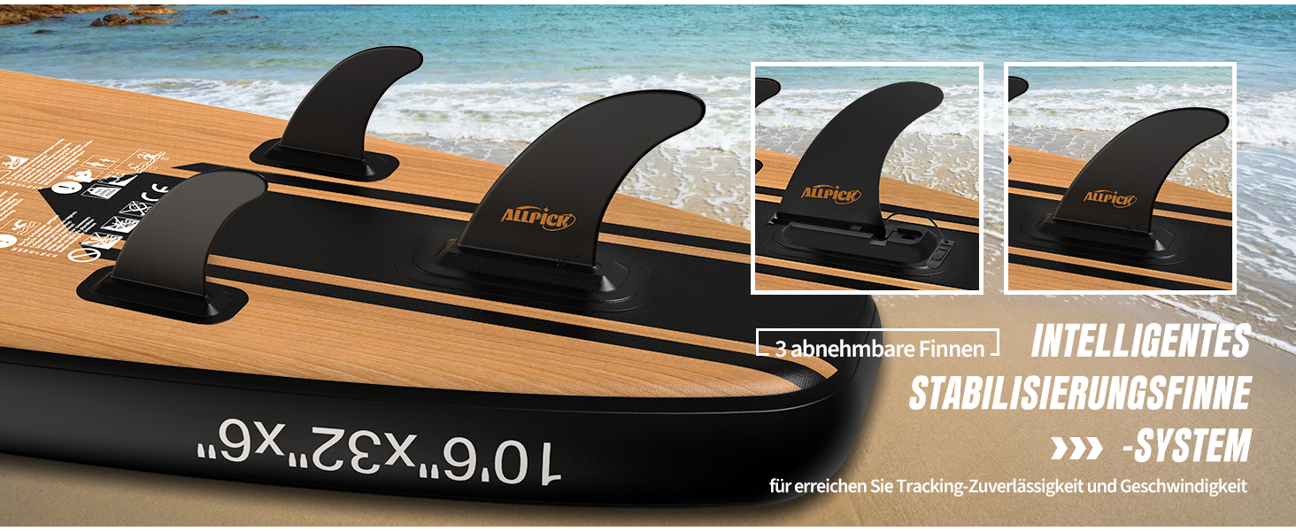 Надувний SUP Борд ALLPICK Premium з аксесуарами, тримачем для камери, регульованим веслом, для початківців та досвідчених, 200 кг, вінтажний дизайн з імітацією текстури дерева