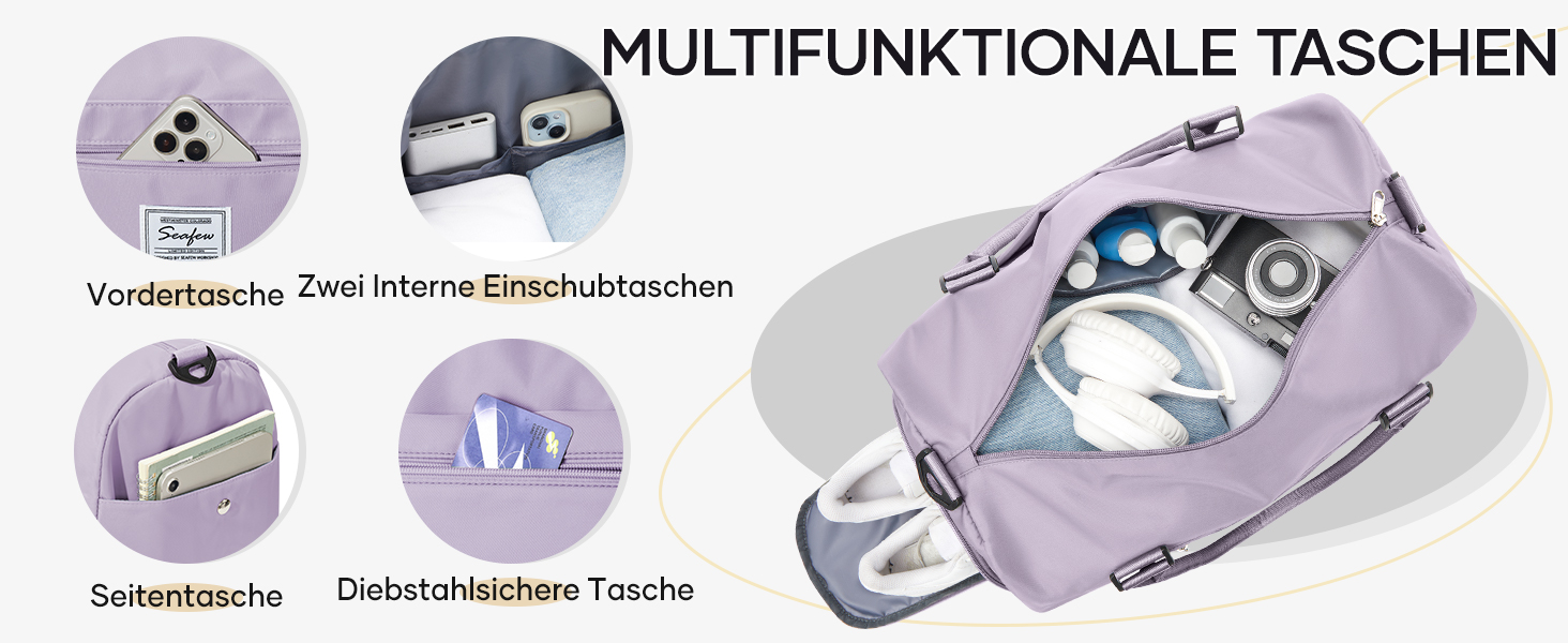 Спортивна сумка-мішок для чоловіків та жінок з відділенням для взуття та мокрих речей, сумка для подорожей, ручна поклажа, фітнес-сумка, сумка для тренувань, блакитний колір (A11-lila)