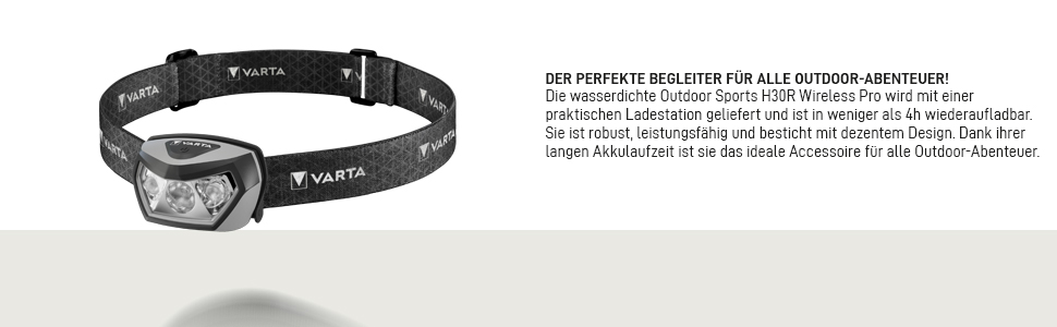 Ліхтар налобний VARTA H30R Wireless Pro LED, перезарядна, вологостійкий, для кемпінгу, бігу, туризму