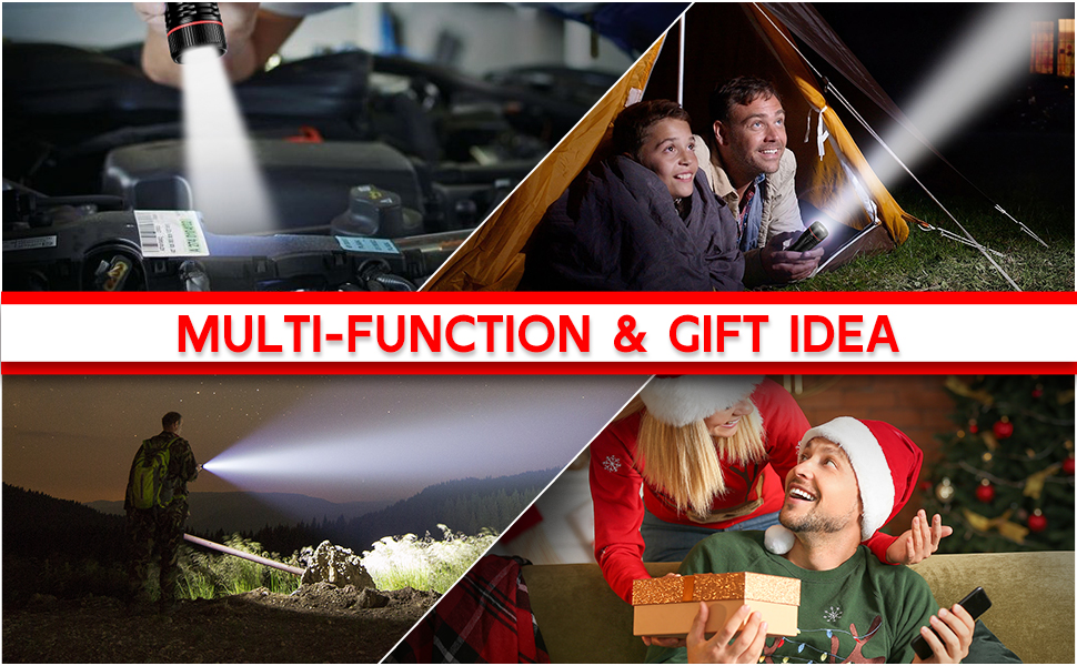 Ліхтарик LED BUCASA, 2000 люмен, 3 режими, збільшення, водонепроникний, для кемпінгу та активного відпочинку (2 шт.)