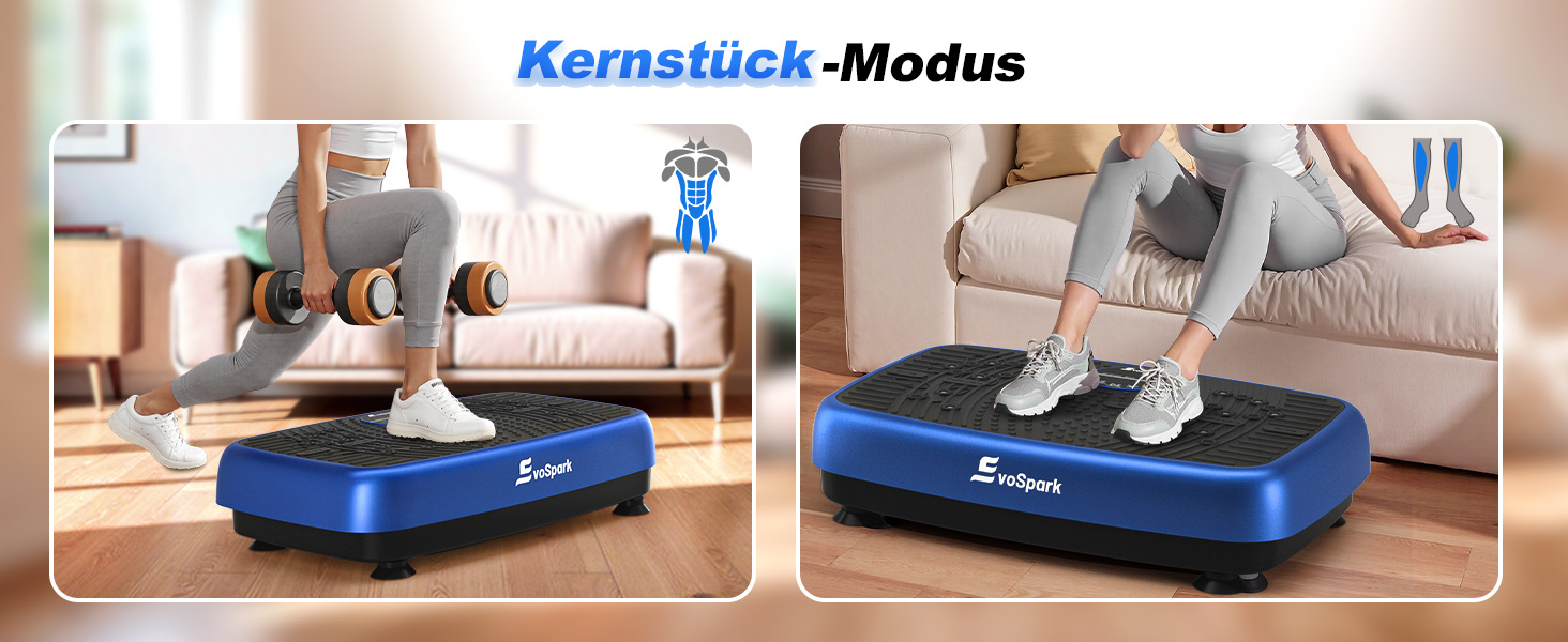 Вібраційна платформа EvoSpark: Тест-переможець 2025, з подвійними моторами для схуднення та тренувань всього тіла. Масажер, платформа для фітнесу на 200 кг. Вібраційна платформа для дому - зелений/блакитний