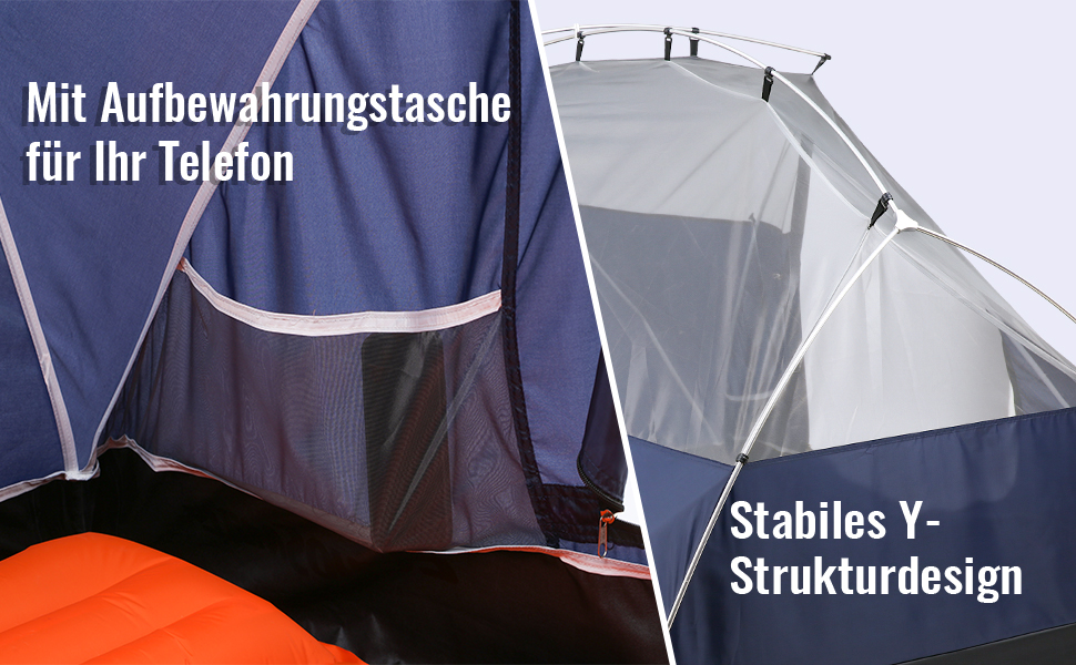 Намет EchoSmile для кемпінгу на 2-3 особи, водонепроникний PU3000 мм, туристичний намет-купол, 3-4 сезонний, для кемпінгу, походів та альпінізму, легко монтується, блакитний (2 особи)