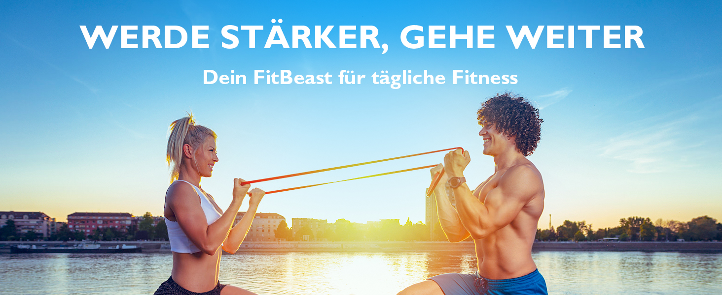 FitBeast Резистентні гумки для фітнесу, набір 5 рівнів, для силових тренувань, кросфіту, розвитку м'язів, домашніх тренувань, мобільності та розтяжки (багатобарвні, 5-100 lbs)