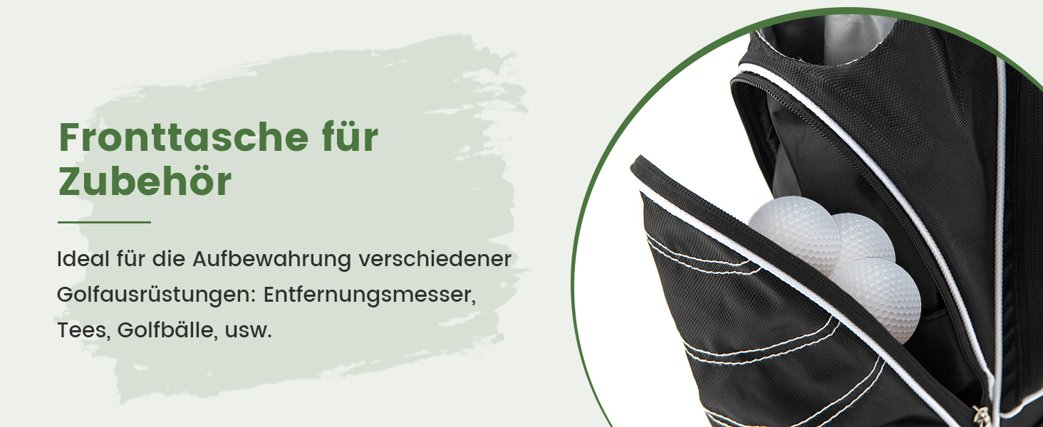 Чорна сумка для гольфу COSTWAY з підставкою, водонепроникною кришкою та 4 відділеннями, легка переносна сумка з відділенням для головок та ременем, для жінок та чоловіків