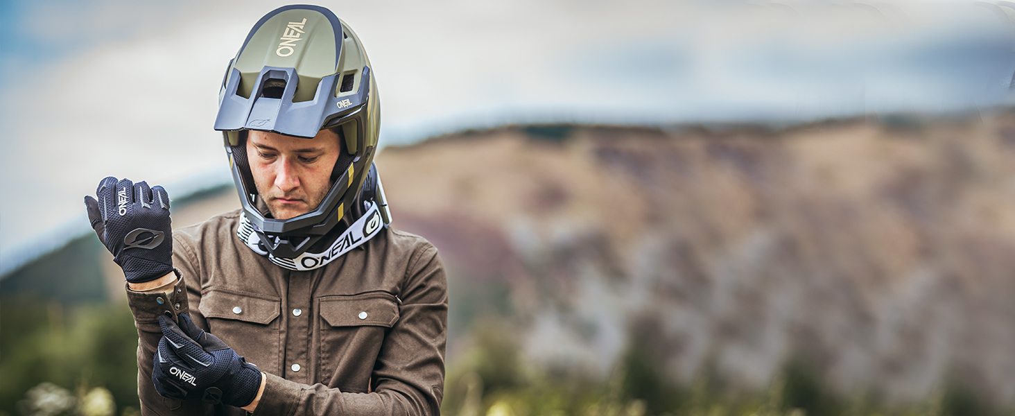 Рукавички O'NEAL для мотоцикла та велосипеда: MX, MTB, DH, FR, Downhill, Freeride. Міцні, гнучкі, дихаючі, блакитно-чорні