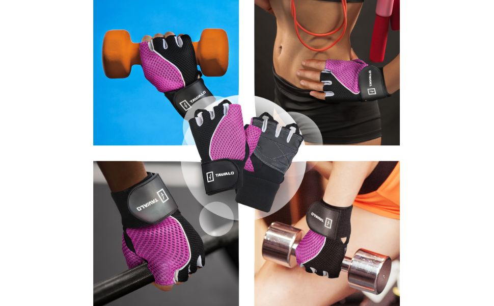 Рукавички для фітнесу Fitnesshandschuhe жіночі, розміри S (13-16 см) та M (16-19 см), шкіра, рожево-чорно-білі, для силових тренувань