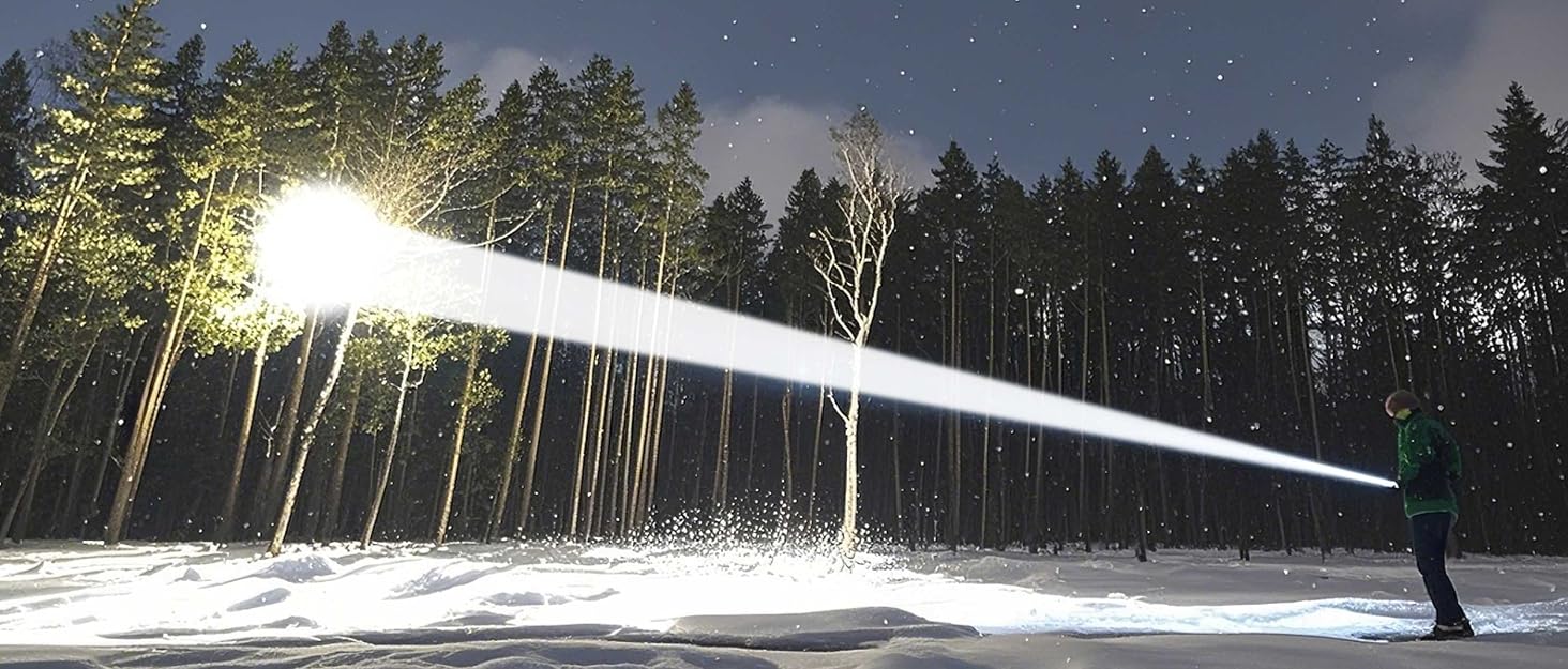 Ліхтар налобний LED Fsiviim, 1 000 000 люмен, тактичний, з регулюванням фокусу, для кемпінгу, чорний матовий