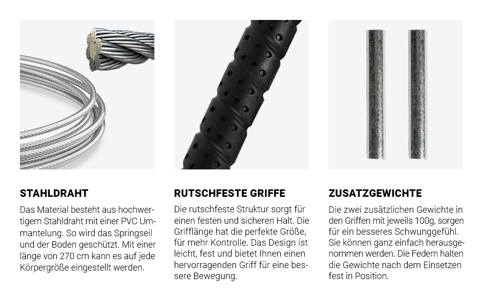 Скакалка зі сталі Professional Studio Quality з виносними вагами