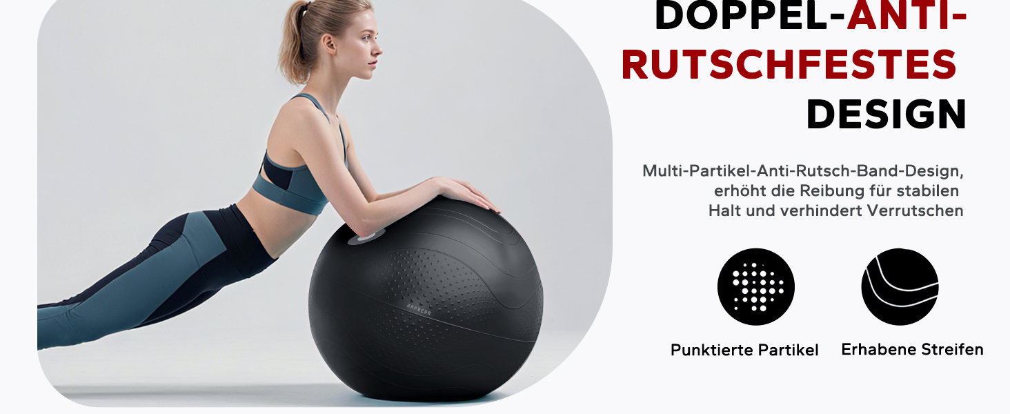 Гімнастичний м'яч HAPBEAR (55/65/75 см) – фітбол для фітнесу, йоги, офісу, анти-burst, з масажними попками, чорний