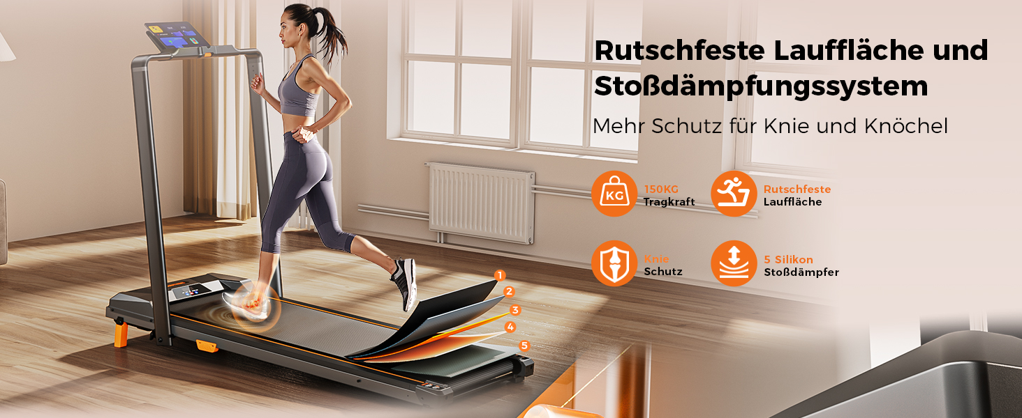 Бігова доріжка для дому та офісу, Walking Pad з нахилом 5%, потужність 2.5 HP, тиха бігова доріжка з пультом дистанційного керування, до 150 кг, чорний колір