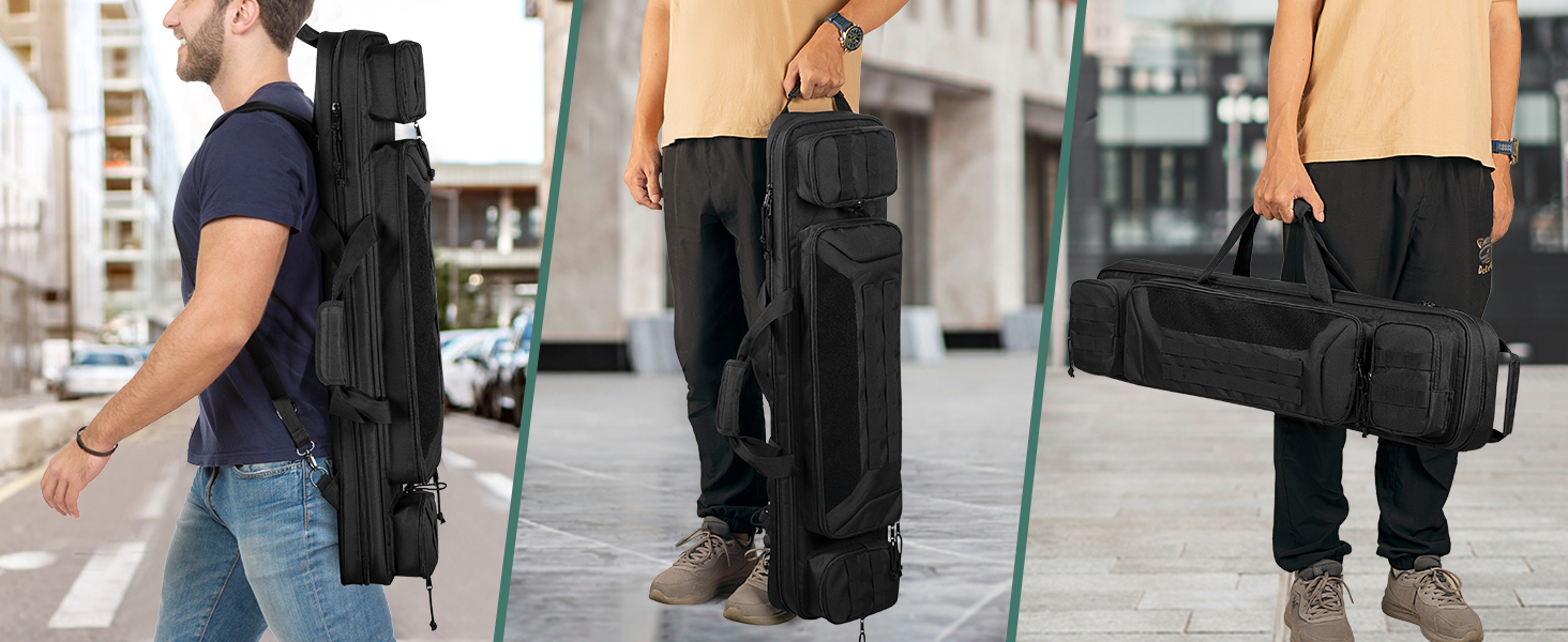 Чохол для більярдних київ: вміщує до 4 частин (київ, насадки) з ручкою та регульованим плечовим ременем (Чорний)