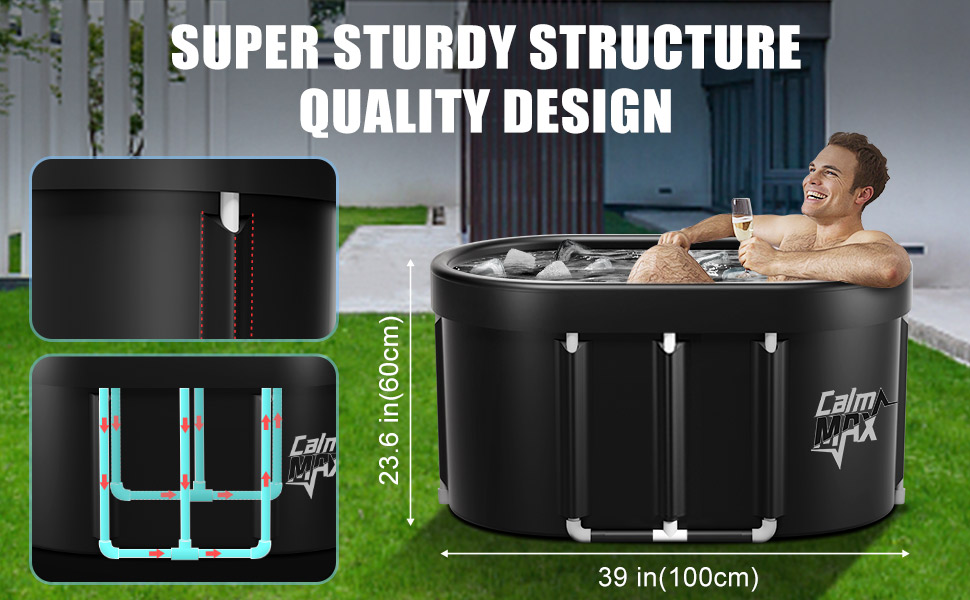 Ванна для криотерапії CalmMax Ovale – 450 л, переносний бак для холодної води, 5 шарів, для спортсменів, 105 x 103 см