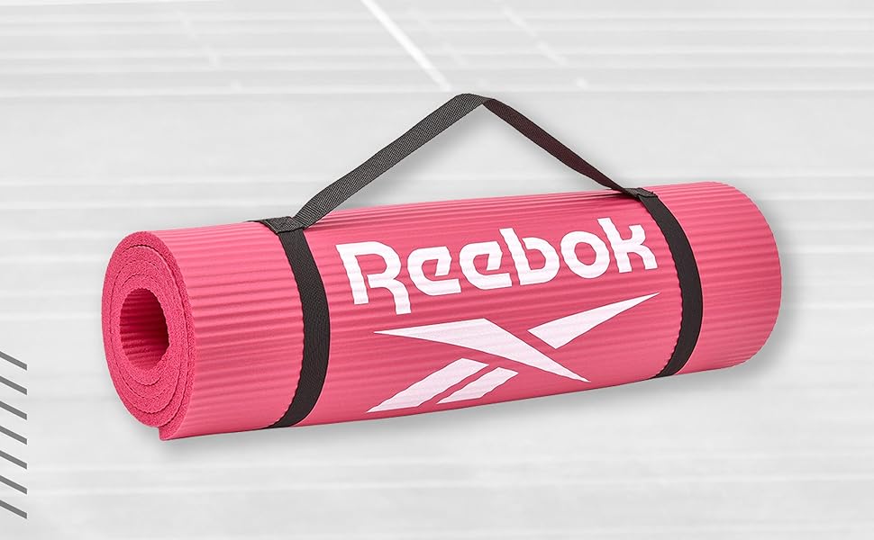 Килимок гімнастичний Reebok, 10 мм, рожевий, нековзний, для фітнесу