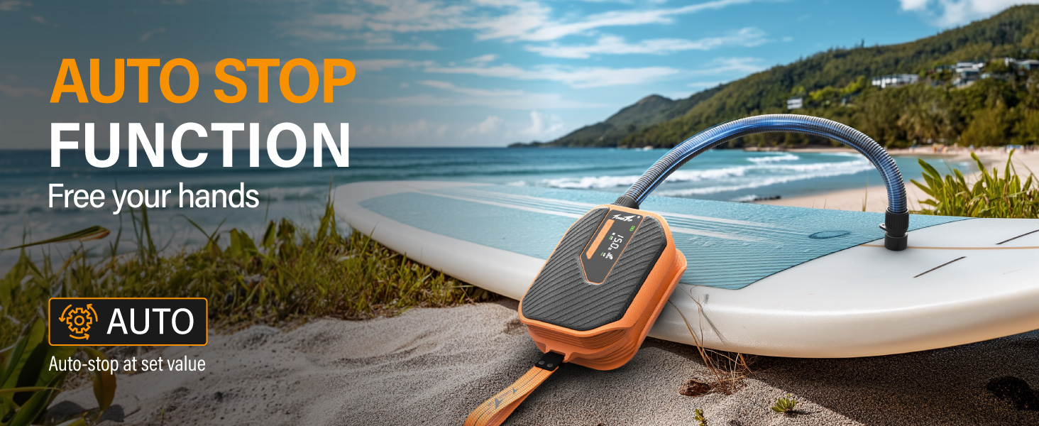 Електричний насос для SUP TowerTop 10.500 mAh, 50 PSI з вентилятором охолодження та LCD-дисплеєм – для надувних дощок